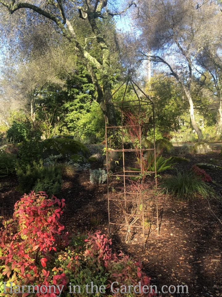 four season structure with trellises tuteurs obelisks