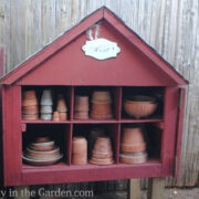 rustic potting benches in my garden