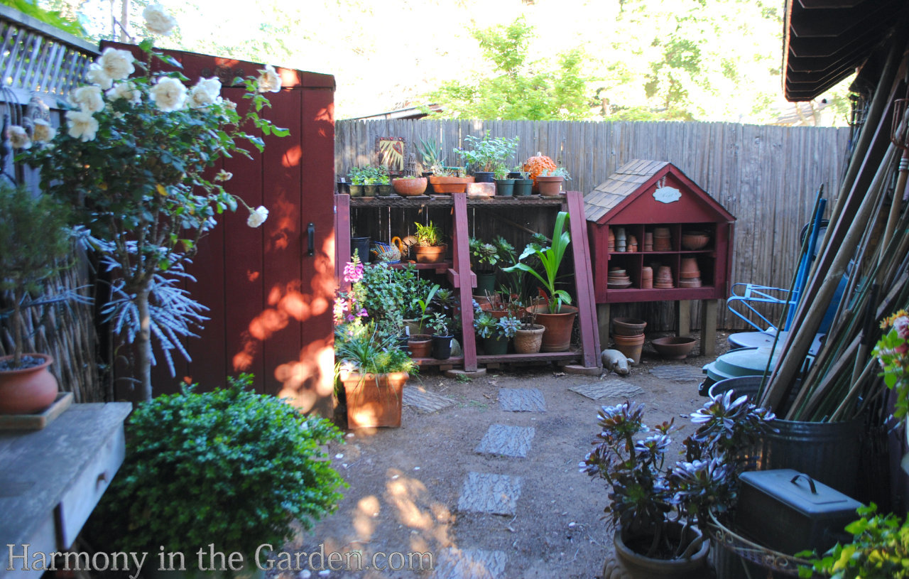 rustic potting benches