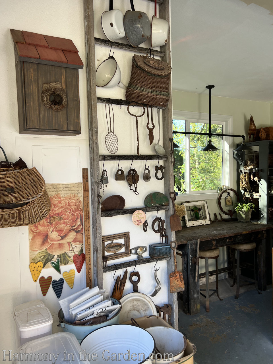 rustic potting benches