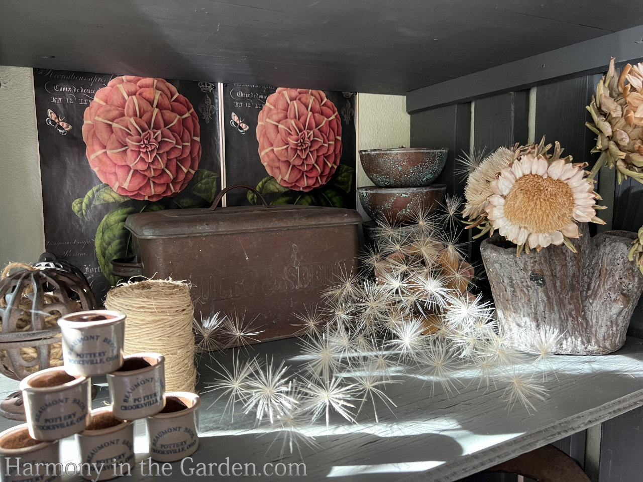 rustic potting benches