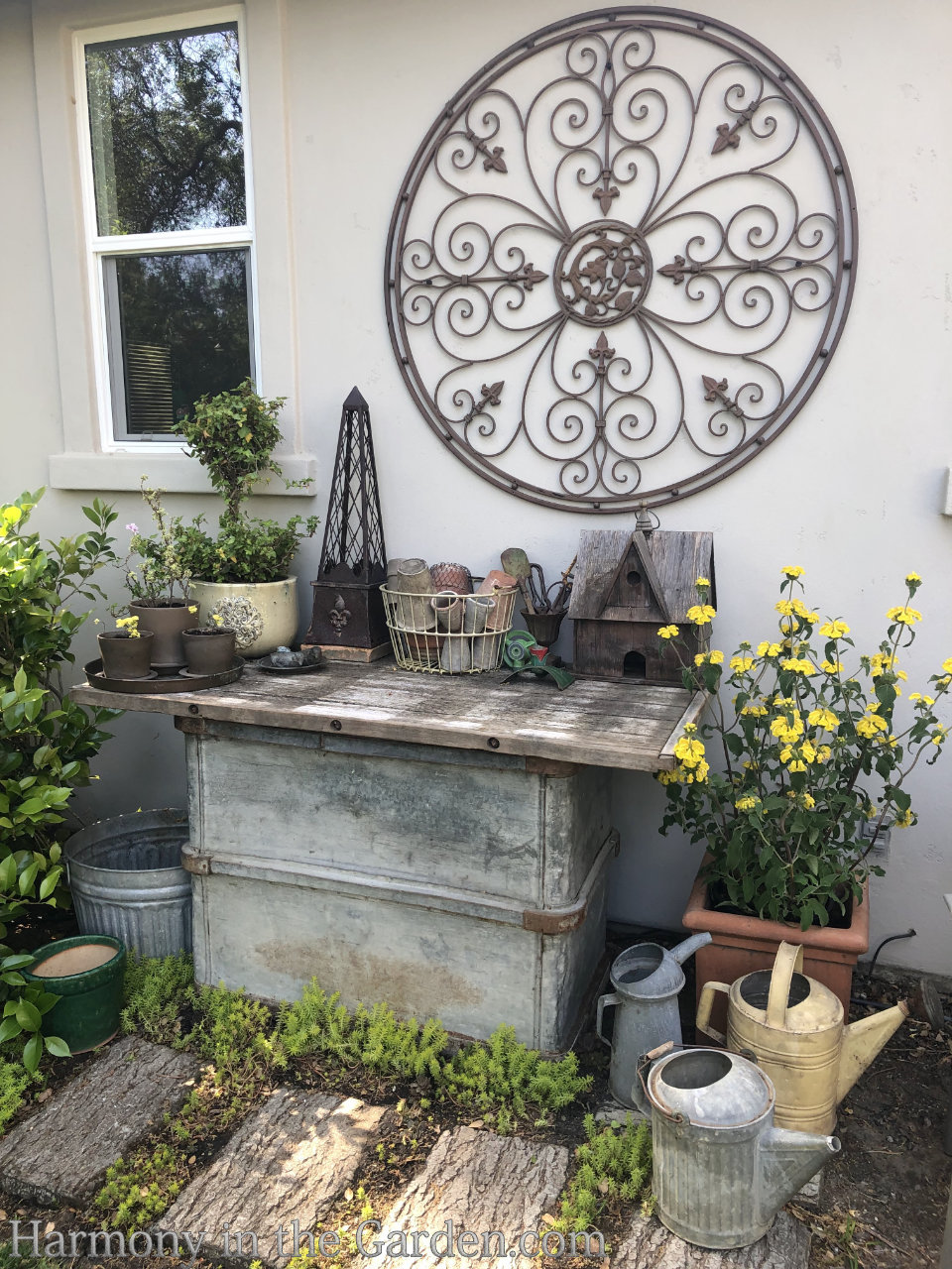 Rustic Potting Benches in My Garden - Harmony in the Garden